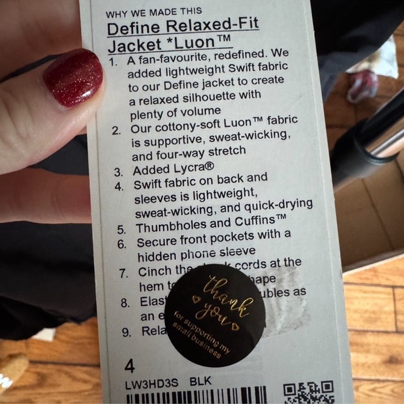 NWT Lululemon Define Relaxed-Fit Luon Swift Fabric Jacket Black Size 4 - Picture 5 of 5